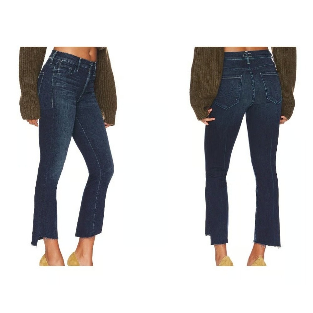 Mother Women Cotton Blend The Insider Crop Step Fray Jeans 26 Dark Wash Indie
